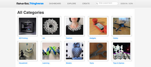 Thingiverse: Bodega de objetos para imprimir en 3D
