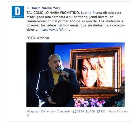 El hermano de Jenni, Lupillo Rivera ofreció esta madrugada una serenata a su hermana. (Foto: El Diario Nueva York) 