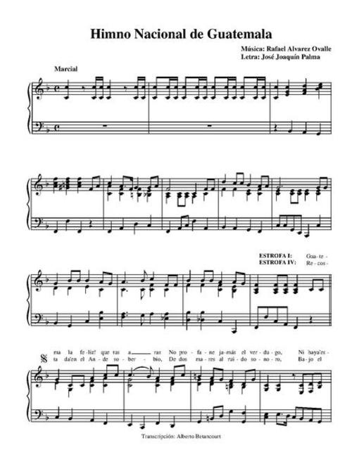 Música del Himno Nacional de Guatemala, creación de Rafael Álvarez Ovalle. (Foto: Wikipedia) 