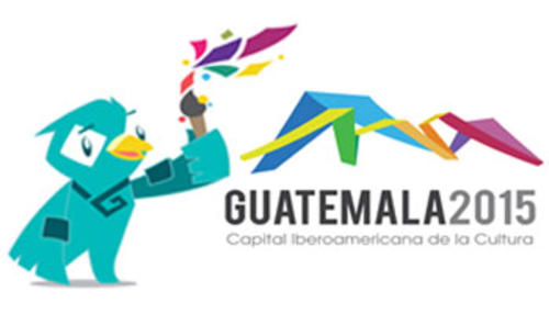 El diseño completo en donde figura la mascota "Fresko" y el cintillo logo de la Ciudad de Guatemala como Capital Iberoamericana de la Cultura. 
