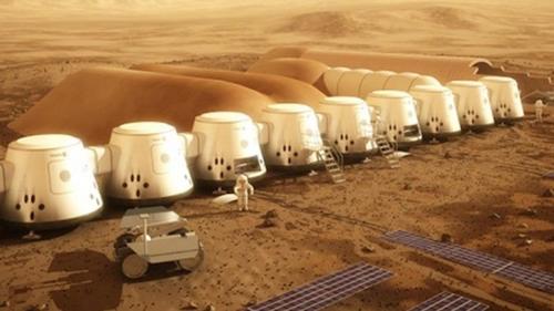 Los ilustradores imaginan así el primer campamento humano en Marte. (Ilustración: geekpro.es)