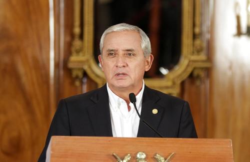 El Presidente Otto Pérez Molina comunicó la salida de Baldetti, en conferencia de prensa. (Foto: Luis Barrios/ Soy502)