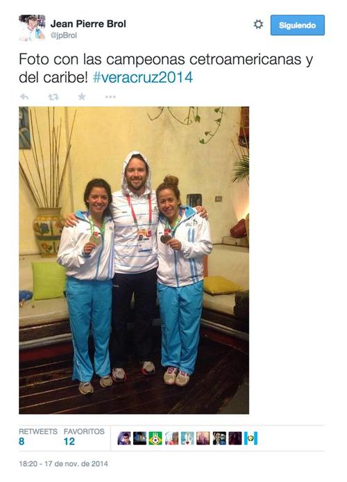 Los medallistas de oro en Veracruz 2014: Jean Pierre Brol, Ximena Diéguez y Sophia Hernández. 