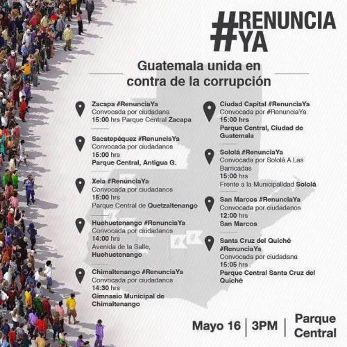 En varios departamentos de Guatemala han confirmado su participación para mañana.  (Foto: Facebook/RenunciaYa)
