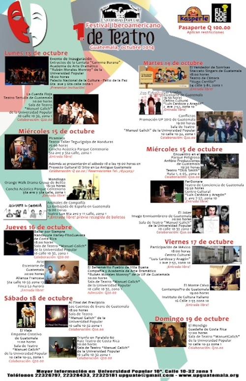 Calendario de obras durante el Festival Iberoamericano de Teatro. (Diseño: Festival Iberoamericano de Teatro oficial) 