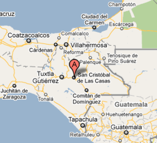 San Cristóbal de las Casas está ubicado a 389 Kilómetros de la frontera entre Guatemala y México.