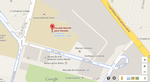 Los estudiantes corren sobre la quinta calle y se enfrentan con agentes de PNC. (Foto:Google maps) 