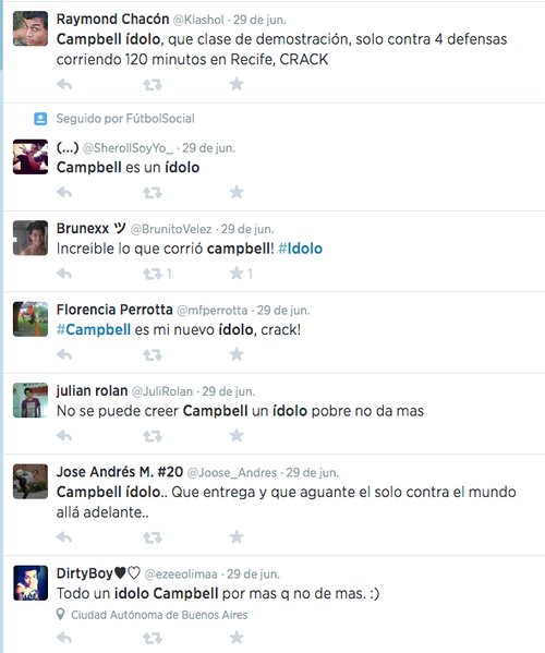 En las redes sociales es tendencia Joel Campbell al que los ticos llaman ídolo, crack, figura, etc.. 