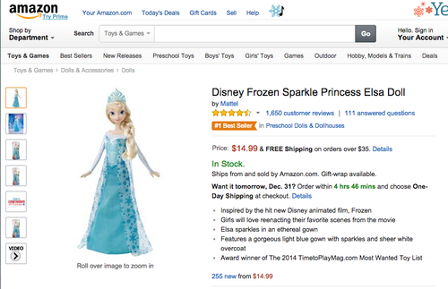 Este es el resultado de la búsqueda "Elsa Doll" (Foto: Amazon)