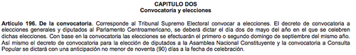 El artículo 196 de la Ley Electoral y de Partidos Políticos define la fecha en que se realiza la convocatoria a elecciones. (Foto: Soy502)