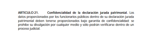 Esto es lo que dice textualmente el artículo 21 de la Ley de Probidad, el que fue impugnado por el abogado Mario Fuentes Destarac. 