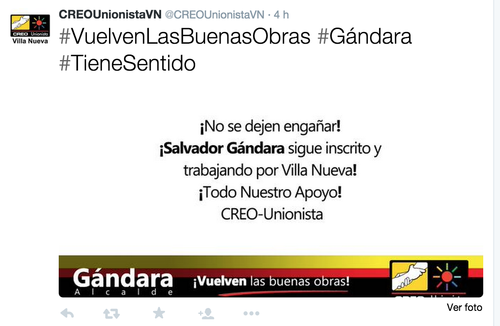 A pesar de que se ha confirmado que Salvador Gándara queda fuera de la contienda, las cuentas de redes sociales de su partido le siguen apoyando. 