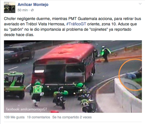 En su cuenta de Facebook, Montejo explica el motivo por el que se quedó dormido el piloto.  (Foto: Facebook/AmilcarMontejo) 