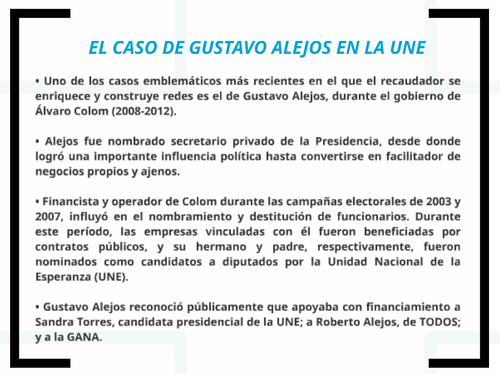 Este es parte del informe de la CICIG en el que se menciona a Gustavo Alejos. 