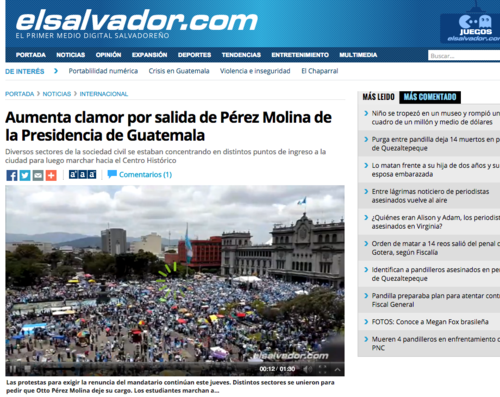 El Diario El Salvador también abrió una sección especial denominada Crisis Guatemala para las publicaciones del país.  (Foto: Soy502) 
