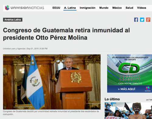 La mayoría de portales electrónicos del mundo hablan del retiro de inmunidad a Pérez Molina.  (Foto: Soy502) 