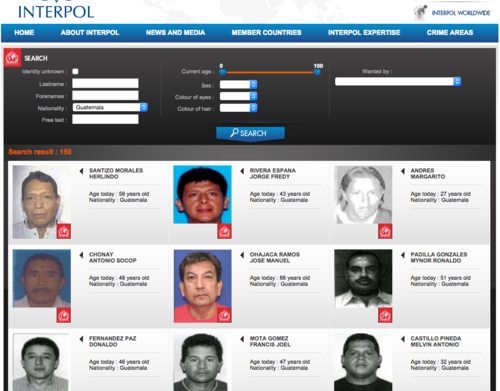 La Interpol en su página principal no tiene registros de  Gustavo Alejos en sus primeras búsquedas.  (Foto: Soy502) 
