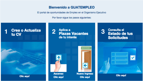 El portal permitirá ingresar la hoja de vida y llenar solicitudes de empleo para laborar en el Estado. (Foto: Guatempleo)