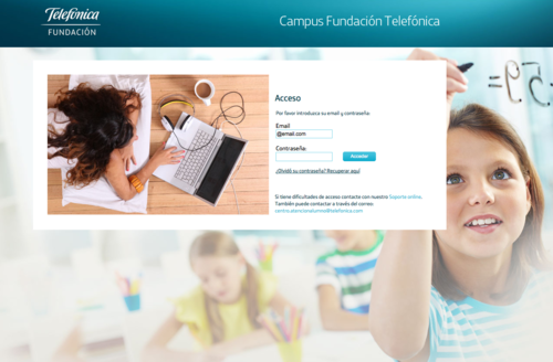 La plataforma "Campus Fundación Telefónica" es un entorno virtual de aprendizaje que ofrece formación a distancia a los docentes. 