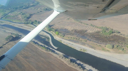 Vista aérea del río Madre Vieja y del desvío. (Foto: Twitter)