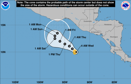 Esta es la trayectoria que tendrá la tormenta tropical. (Foto: NHC/NOAA)