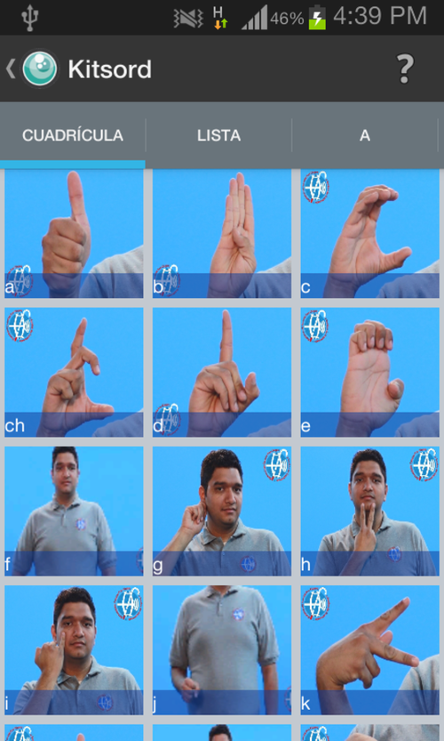 La aplicación muestra las señas para más de 250 palabras.