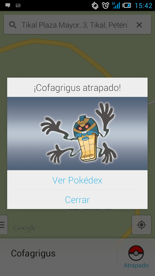 El Pokémon "Cofragrigus" se encontraba en Tikal, Petén. 