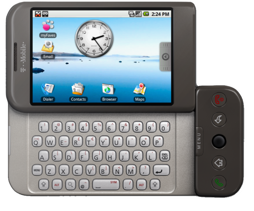 El HTC Dream, conocido como T-Mobile G1 en Estados Unidos y como Era G1 en Europa, fue el primer dispositivo que utilizó Android. (Foto: androidheadlines.com)