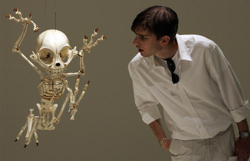 Un visitante observa el esqueleto de Tom durante la visita al Museo de Historia Natural de Basilea, Suiza. 