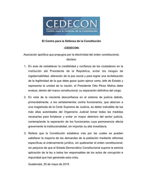 Comunicado oficial enviado por la asociación. (Foto: CEDECON)