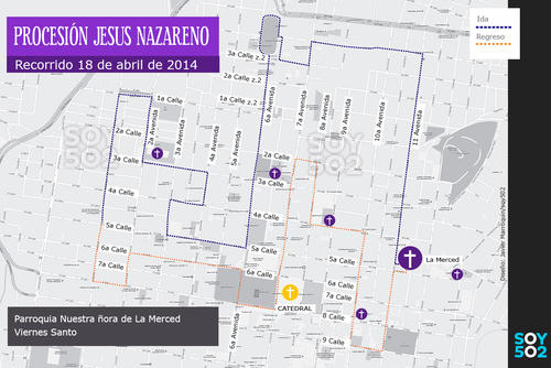 Este es el recorrido procesional de La Merced para el Viernes Santo.