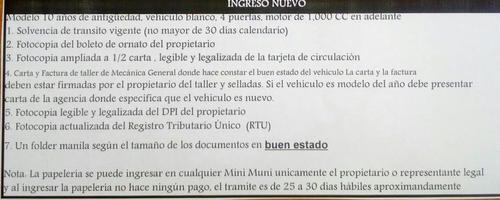 Requisitos solicitados por la Municipalidad de Guatemala. 