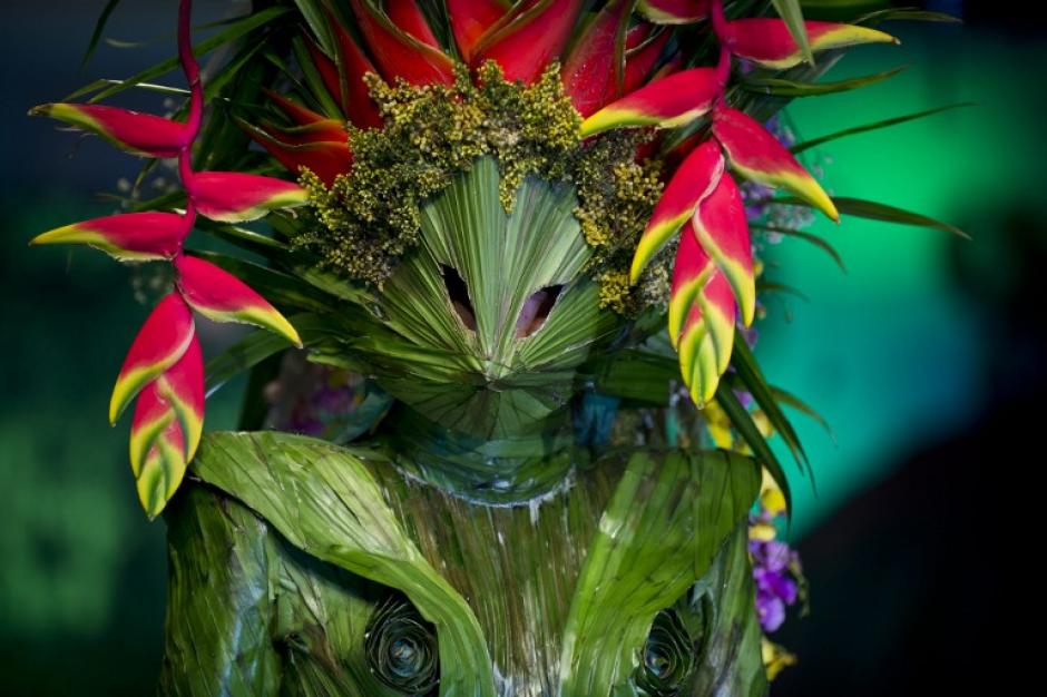 BioFashion es una colección de modas del diseñador Juan Pablo Garzon y estan elaborados con flores, plantas vivas y elementos orgánicos buscando asi crear conciencia sobre la preservación de los recursos naturales. (Foto: Luis Robayo/AFP)