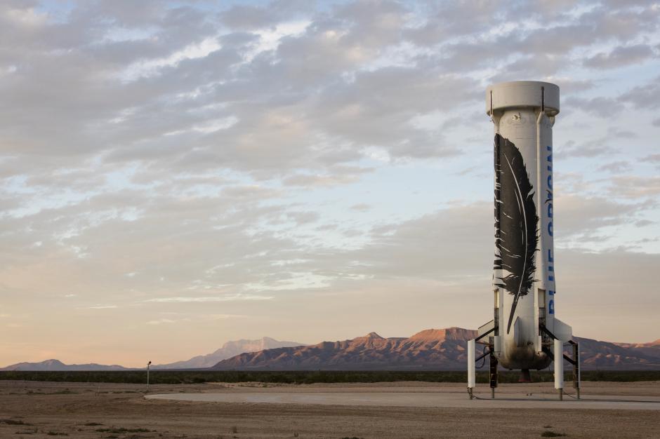 La sección de su cohete que regresó a la tierra sano y salvo en Texas. (Foto: Blue Origin)
