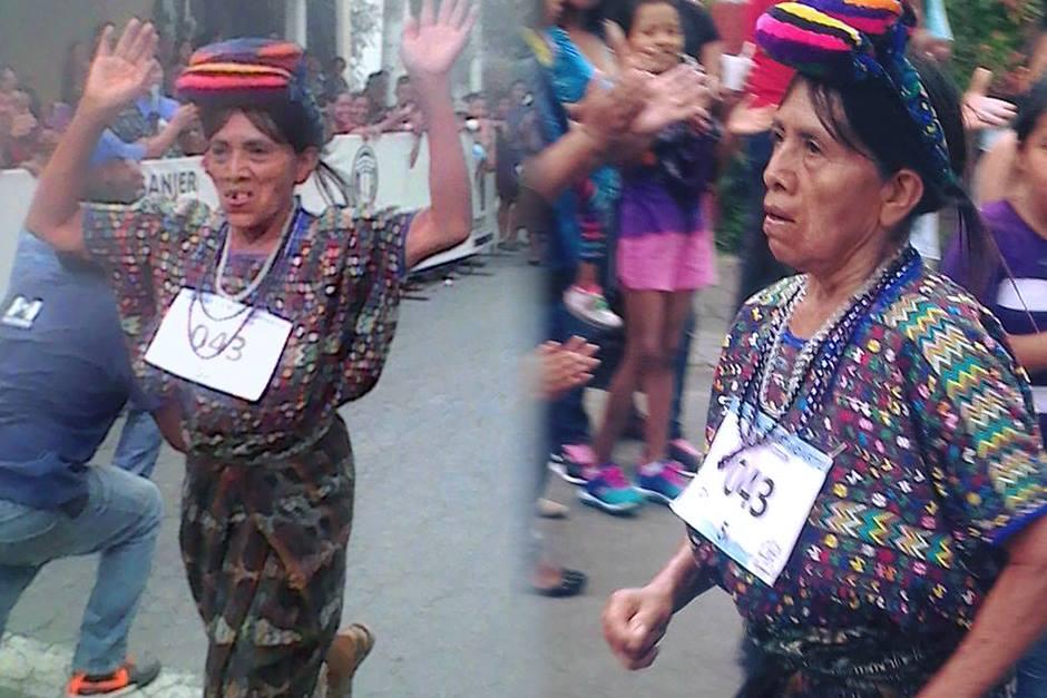 Doña Nico es la mujer de 67 años de San Miguel Chicaj que corrió 5 kilómetros el pasado 26 de junio. (Foto: Colegio Bautista)