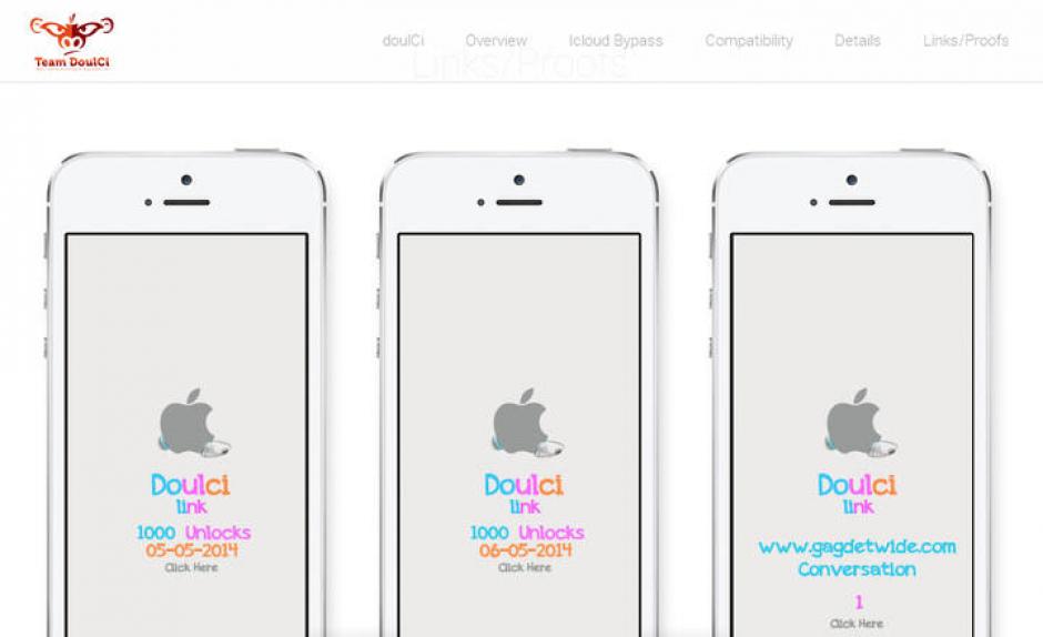 Imagen de ’prueba’ en la página web de doulCi para demostrar el desbloqueo de teléfonos iPhone.(Foto: Web doulCi)