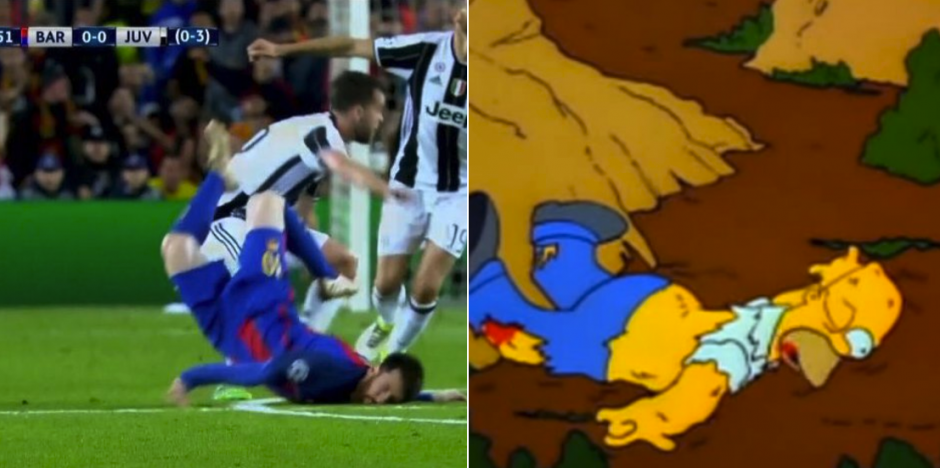 La caída de Messi en el primer tiempo provocó una ola de "memes". (Foto: Twitter)