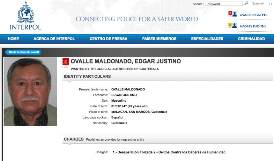 El exdiputado oficialista es señalado de desaparición forzada y delitos contra los debers de la humanidad. (Foto: Interpol)