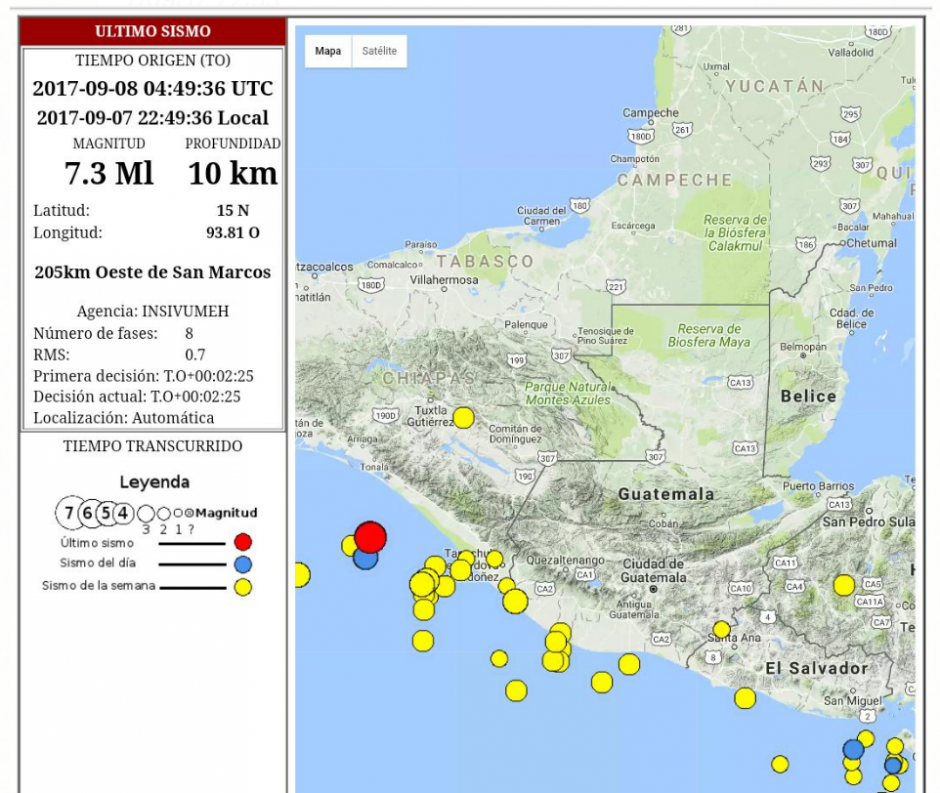 Un fuerte temblor sacudió Guatemala. (Foto: Insivumeh)&nbsp;