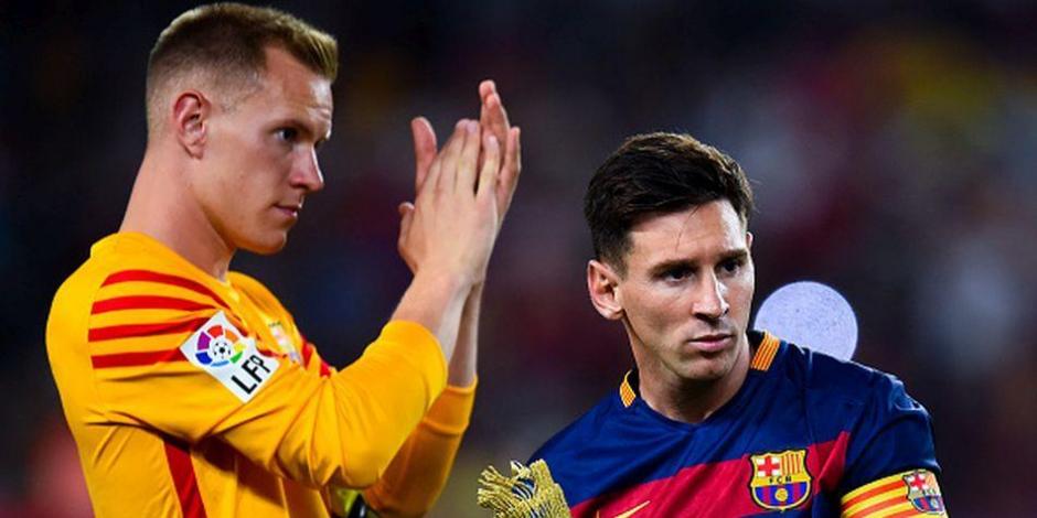 Lionel Messi le propinó una triple humillación a Ter Stegen en el último entrenamiento del Barsa en 2017. (Foto: AFP)