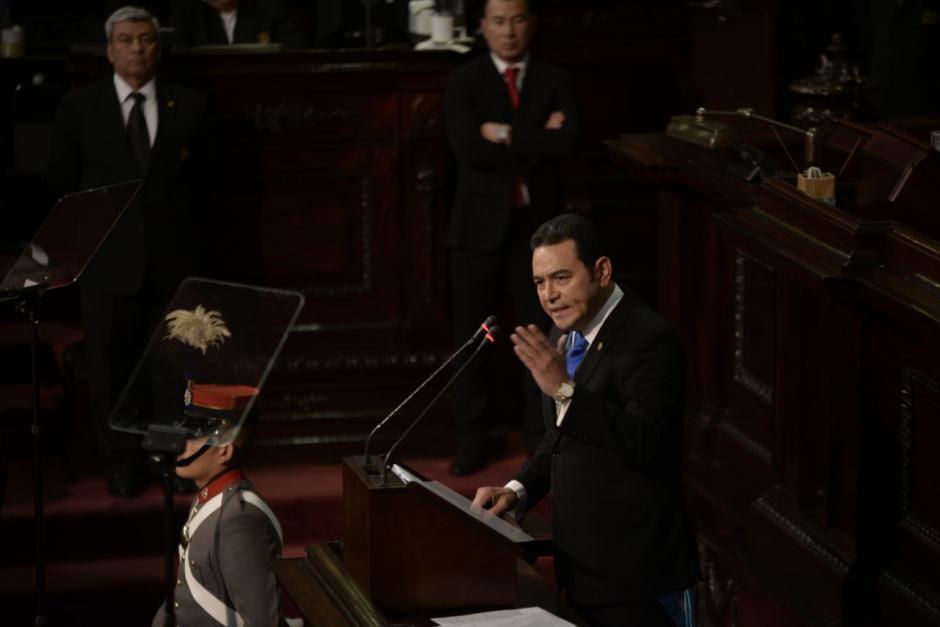 Jimmy Morales acudió al Congreso a presentar su segundo informe de Gobierno. (Foto: Wilder López/Soy502)