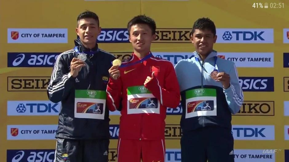 José Ortiz obtuvo la medalla de bronce en el Mundial sub20 de Marcha Atlética, el chino Yao Zhang obtuvo el oro y el ecuatoriano David Hurtado se hizo de la plata. (Foto: COG)