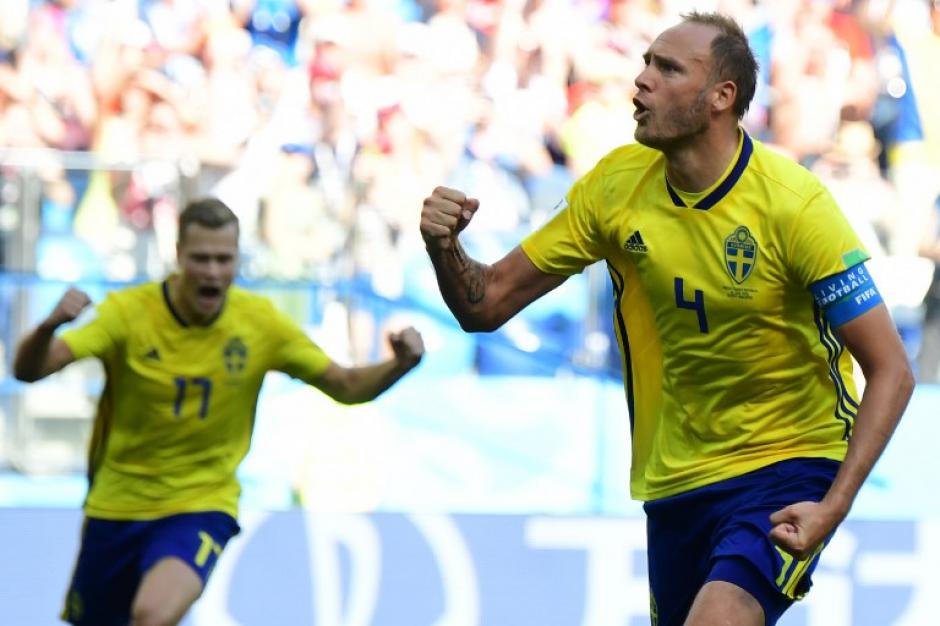 Andreas Granqvist&nbsp;festeja el gol del triunfo de Suecia sobre Corea del Sur. (Foto: AFP)
