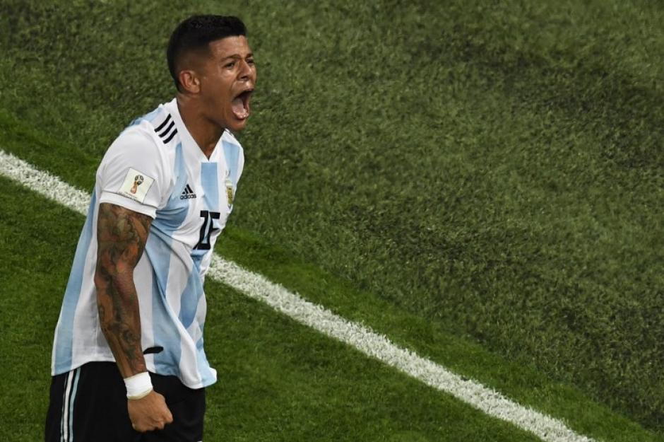 El grito de gol de Marcos Rojo para la victoria de Argentina. (Foto: AFP)