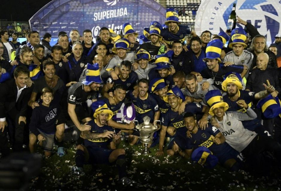 Los jugadores de Boca Juniors celebraron, tras consagrarse campeones por segundo torneo consecutivo. (Foto: AFP)
