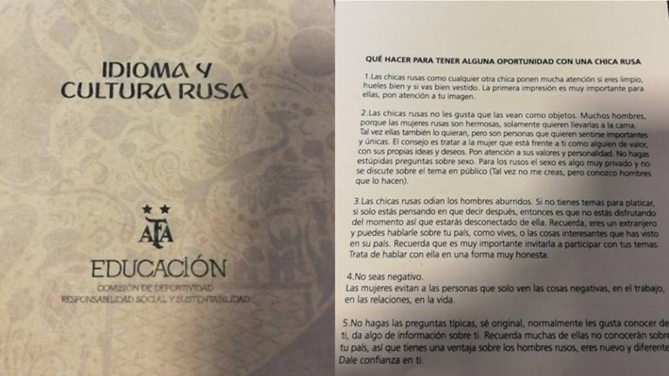 El texto fue distribuido por la Asociación Argentina de Fútbol a los socios que irán a Rusia 2018. (Foto: as.com)