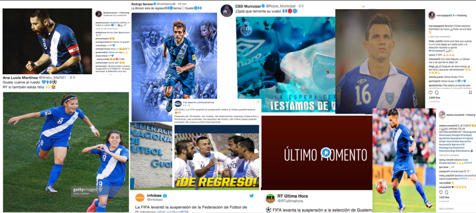 Diversas reacciones se hicieron sentir en las redes sociales al conocerse que FIFA levantó la suspensión al fútbol de Guatemala. (Foto: Soy502)
