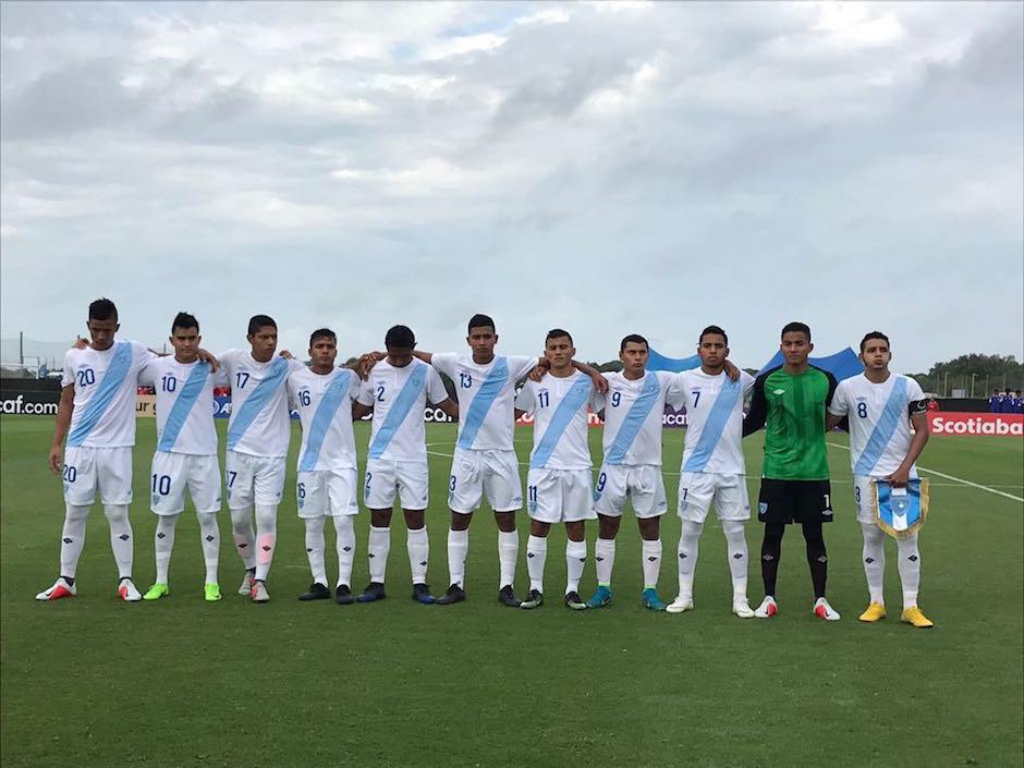 El primer once titular de la Selección Nacional de Guatemala en el Campeonato de la Concacaf Sub-20. (Foto: ACD)