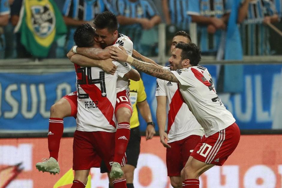 El festejo de Gonzalo Martínez después de marcar el gol que le dio la clasificación a River Plate. (Foto: AFP)