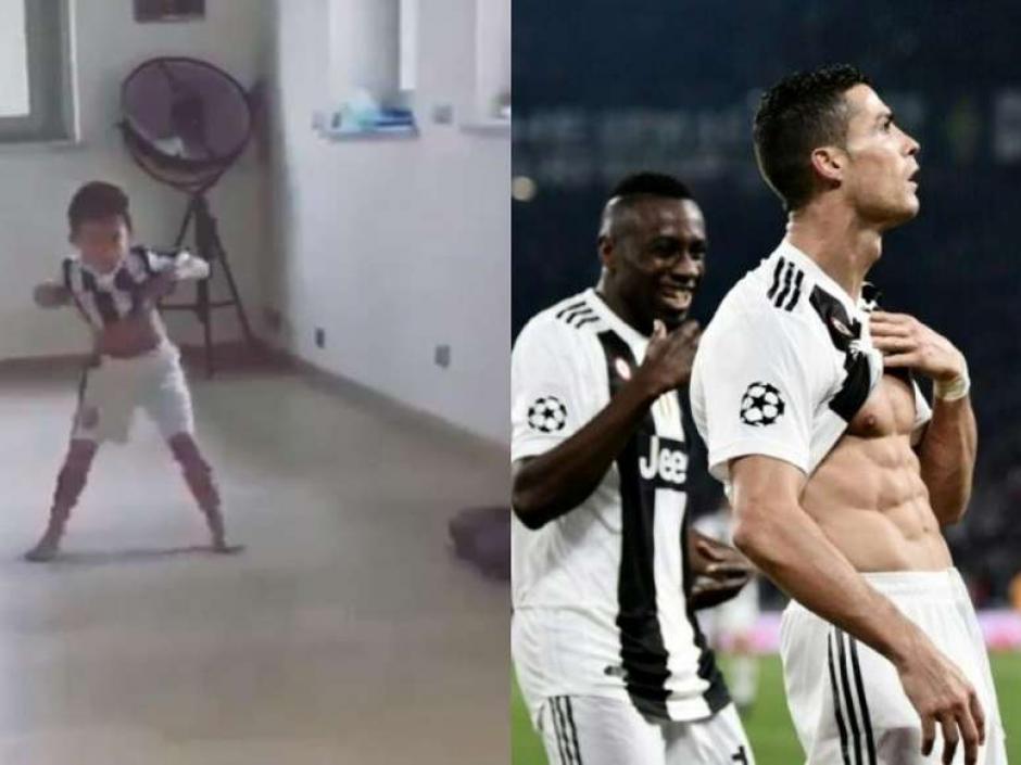 El hijo de Pjanic imitando la celebración del portugués Cristiano Ronaldo. (Foto: BeSoccer)